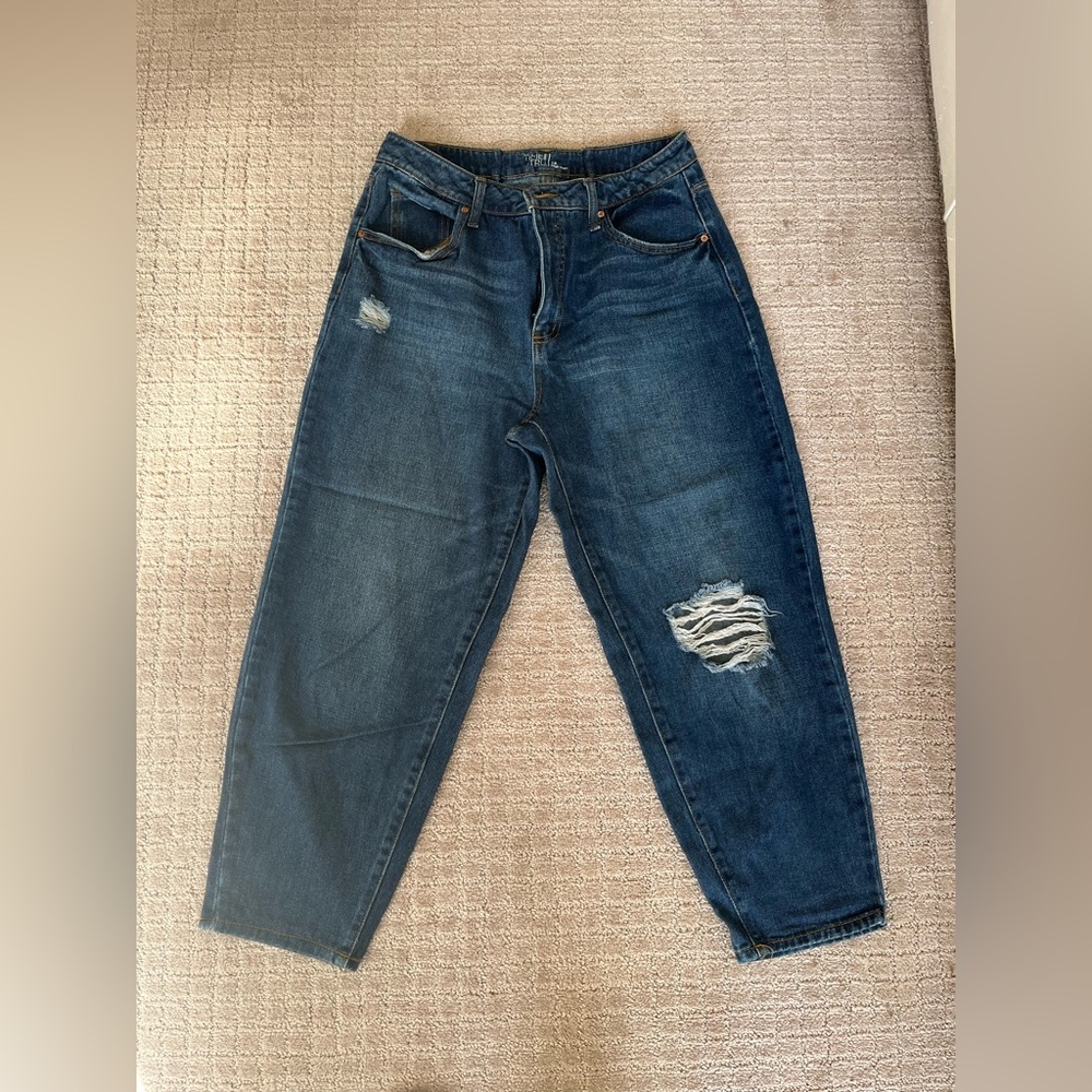 Time and Tru Dark Blue Distressed Boyfriend Jeans